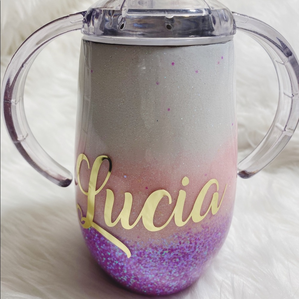 Custom Glitter Tumbler  Unicorn 14oz Sippy  Cup - Picture 3 of 10